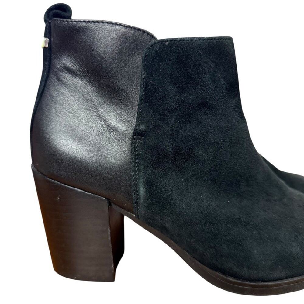 Lands End Womens Black Leather Suede Block High Heel Ankle Boots Booties Shoes 7 - Picture 12 of 16